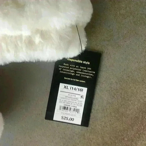 Art Class Girl's Off White Sherpa Fleece Fluffy Pullover Hooded Jacket Size XL - Picture 3 of 7